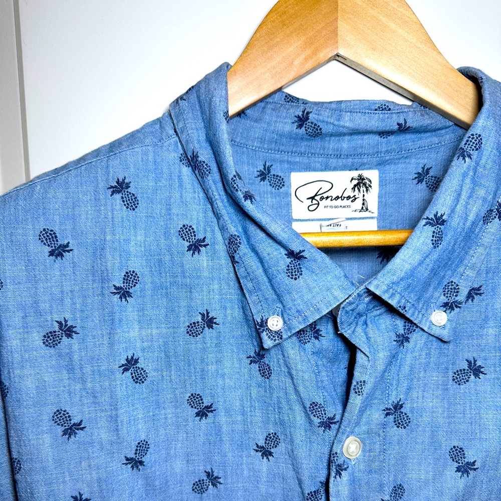 Bonobos - Pineapple Chambray Button Down Shirt, M… - image 1